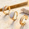 Vintage Boho Style Rings Set – 6 Pieces Colorful Geometric Adjustable Open Rings with Zirconia Inlay, Zinc Alloy Fashion Rings for Women – Perfect for