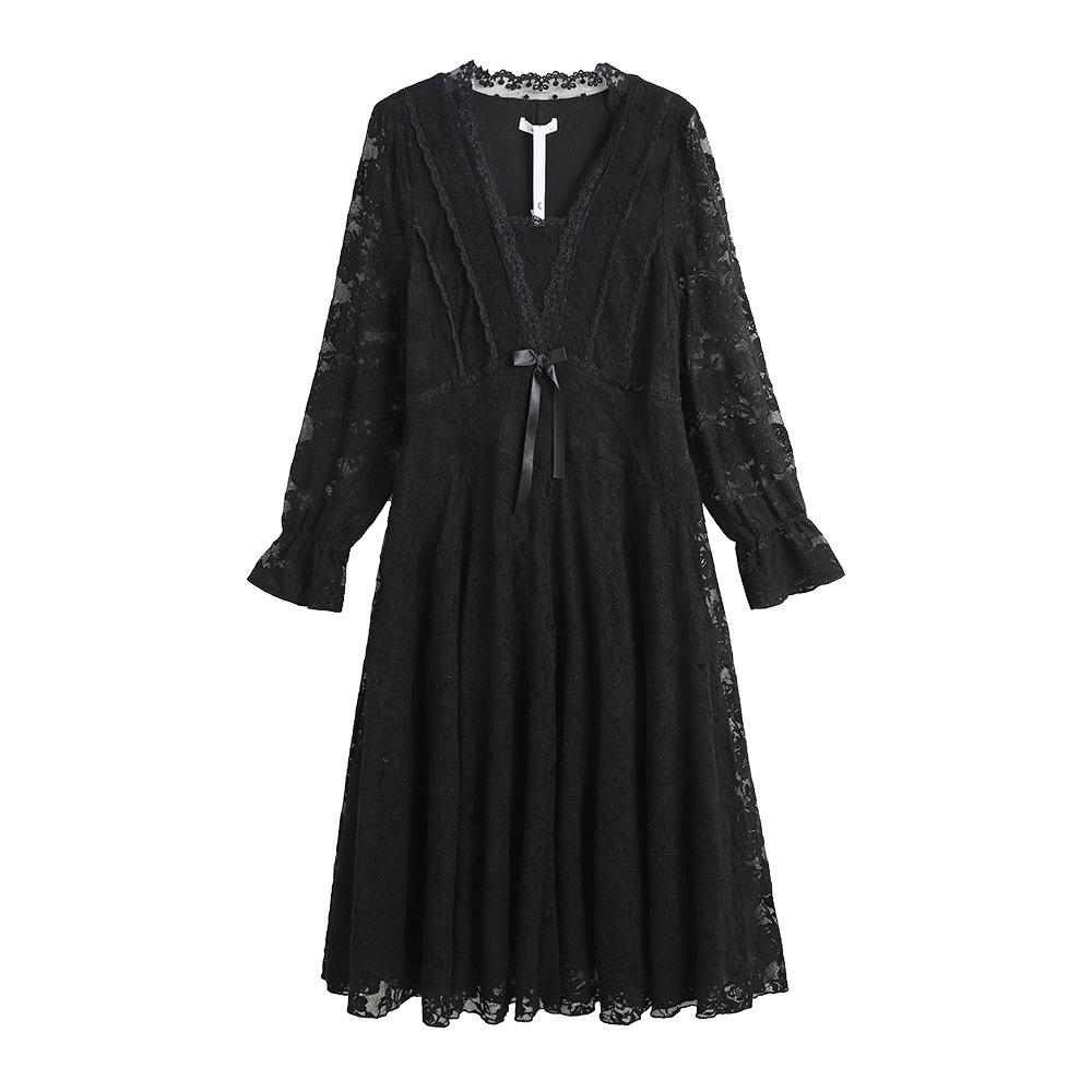 

Spring 2026 Plus Size Women s Lace Little Black Dress - Pure Desire Style 5XL (Recommended 110-130 kg)