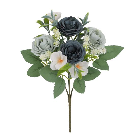 

Имитация роз Букет искусственных цветов Реалистичные на ощупь Искусственные розы для дома синий