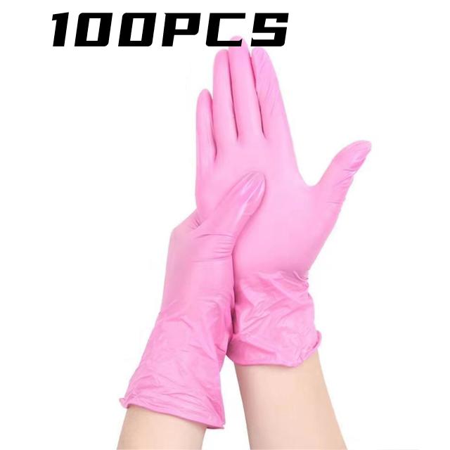 50/100 STÜCK Einweg Rosa Nitrilhandschuhe Latexfrei Wasserdicht für Schönheit Haare Haushalt Küche Reinigung Badezimmerreinigung