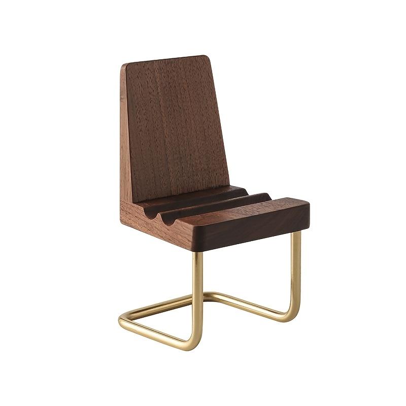 Minimalist Walnut Wood Desktop Phone Stand Stylish Stool Design Home Desk Decoration