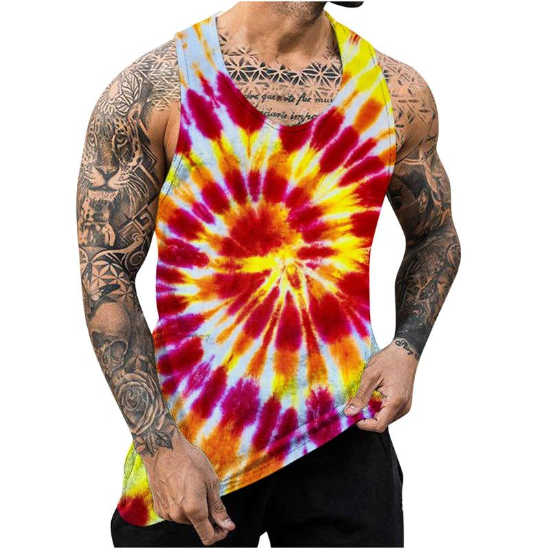 

Mens Tie Dye Tank Shirts Funny 3D Printed Tank Tops Men s Clothing Casual Fashion Sleeveless Basketball Quick-dry Gym Vest Tops S