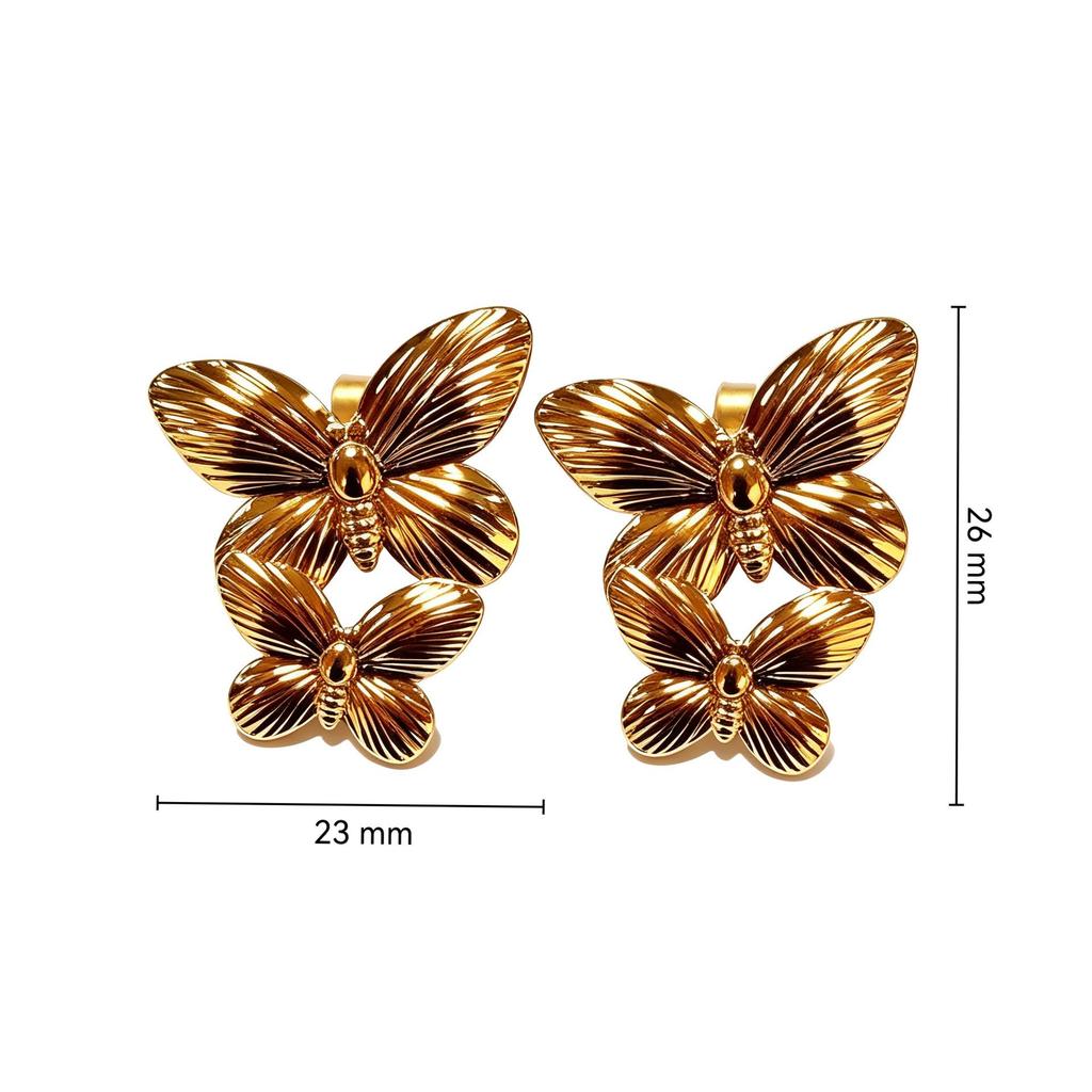 Trendy European & American Stainless Steel Butterfly Earrings