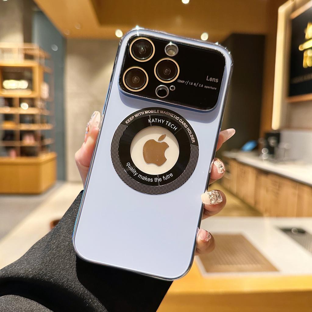 Magnetic Wireless Charging Phone Case For Iphone 14 13 Pro Max 14 Pro 13 Shockproof Lens Protector Plating Matte Glass Cover