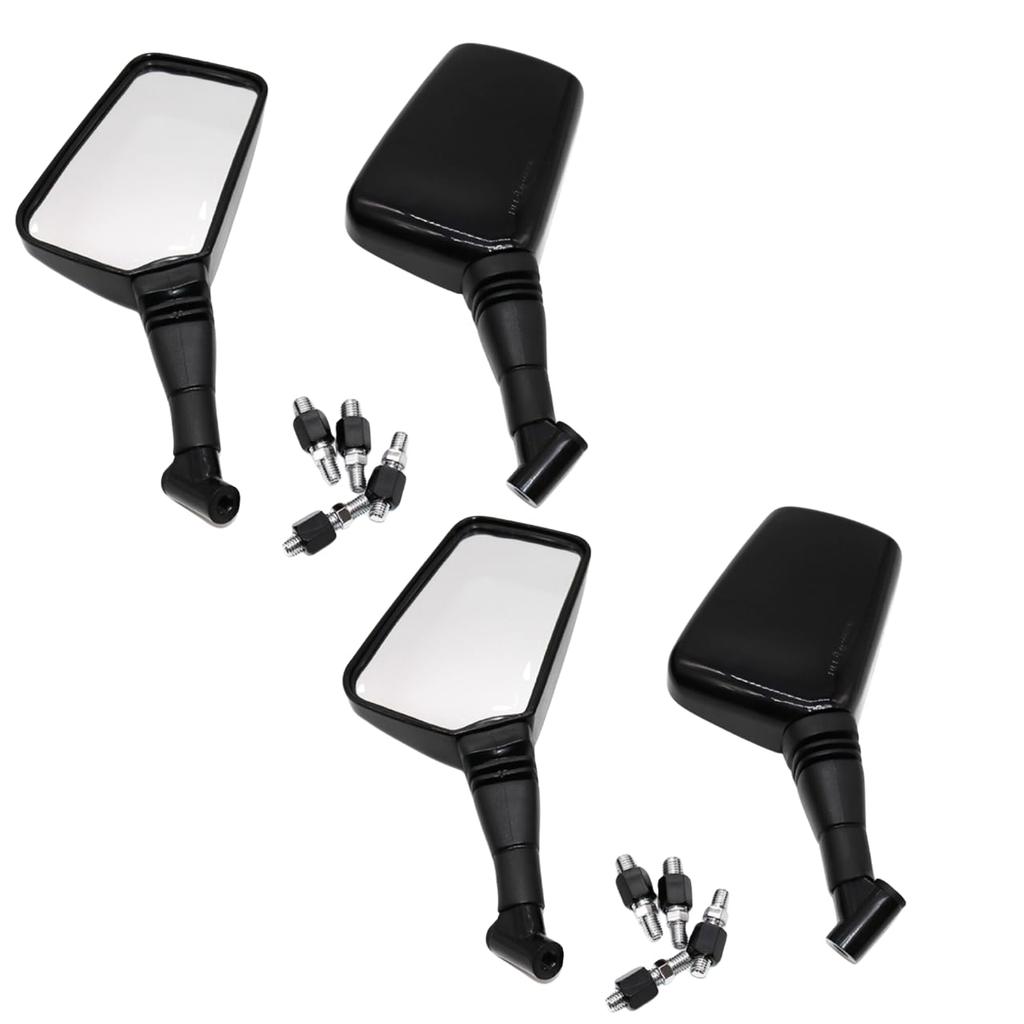 Karim Motorcycle Square 8mm and Universal Left and Right Motorcycle Handlebar Side Mirrors for Mopeds and Solid Color x Mirrors, 10mm, Thread,