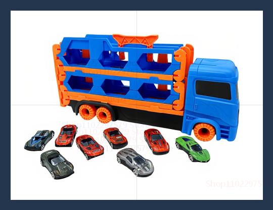 

Игрушечный грузовик-транспортер 65-дюймовый складной автовоз для малышей для мальчика девочки с 8 гоночными машинками и гоночной трассой 9 в 1, подарки, транспортное средство Original box