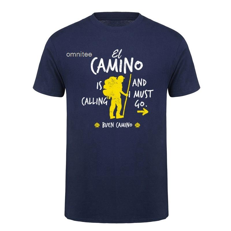 Buen Camino De Santiago St James Way Pilgrim Hiking Spain Tshirt Oneck Cotton Short Sleeve T Shirts Tops Hj116