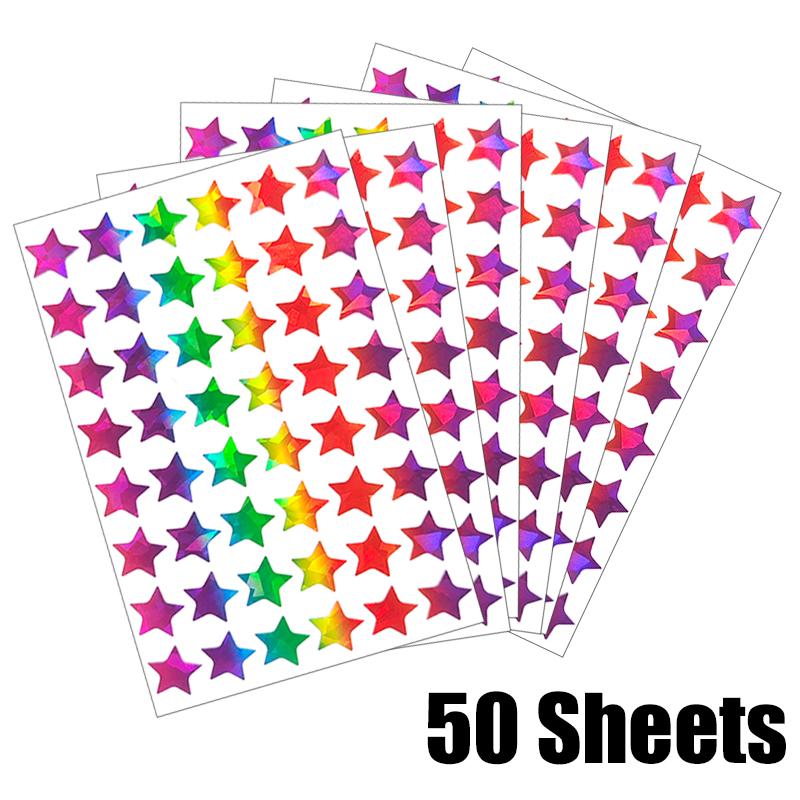 50Sheets Sparkly Laser Sticker Dot Heart Star Various Shape Available DIY Material Diary Decoration Student Rewards Stickers ZYF