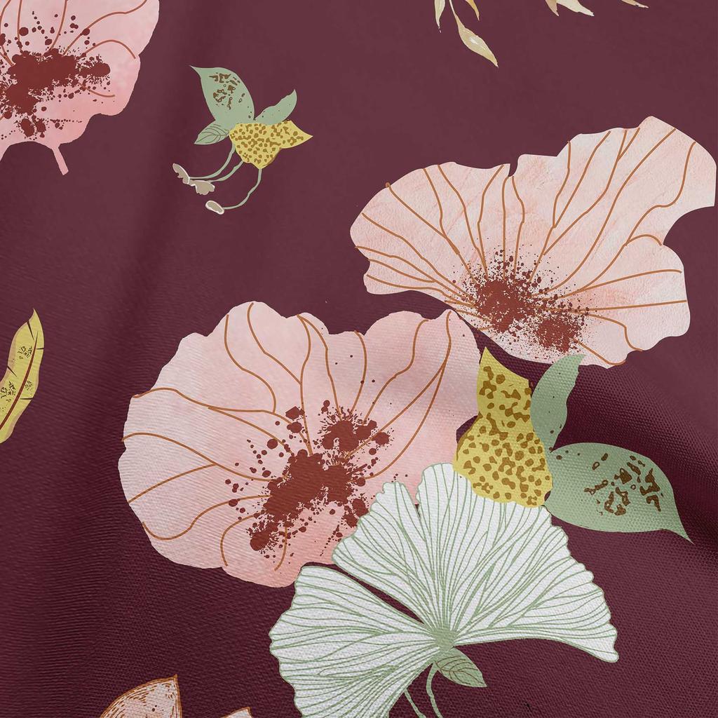 oneOone Cotton Flex Dark Mustard Fabric Leaves & Floral Dress Material Fabric Print Fabric By The Yard 40 Inch