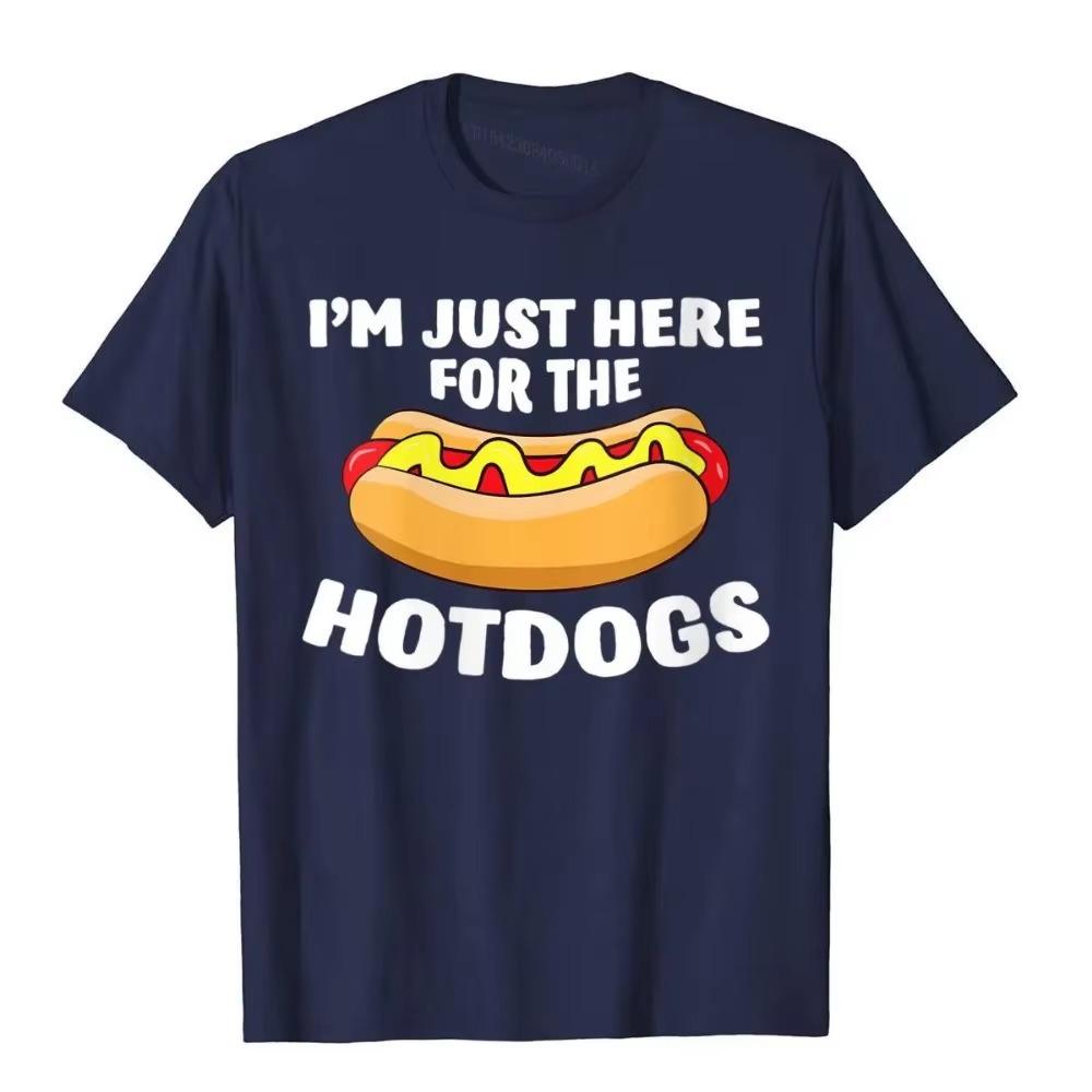Mens Funny Hot Dog Lover I'm Just Here For The Hot Dogs T-Shirt Custom Fashionable Cotton Tops & Tees High Street For Men