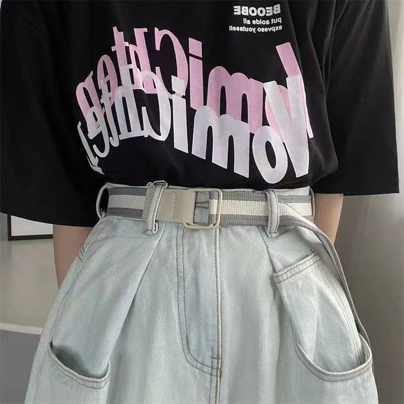 Chic Casual Wide Pants Belt With Double Ring Buckle For Students Perfect For Wear Everyday