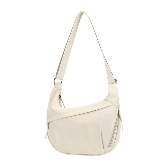 

Однотонная сумка-хобо, портативная сумка-полумесяц, сумка на молнии, дорожная сумка через плечо для ежедневных поездок, офисных покупок бежевый