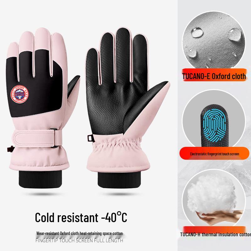 Unisex Ski Gloves: Winter Cycling, Non-Slip, Fleece-Lined, Warm, Touchscreen-Friendly, Windproof, Cold-Resistant