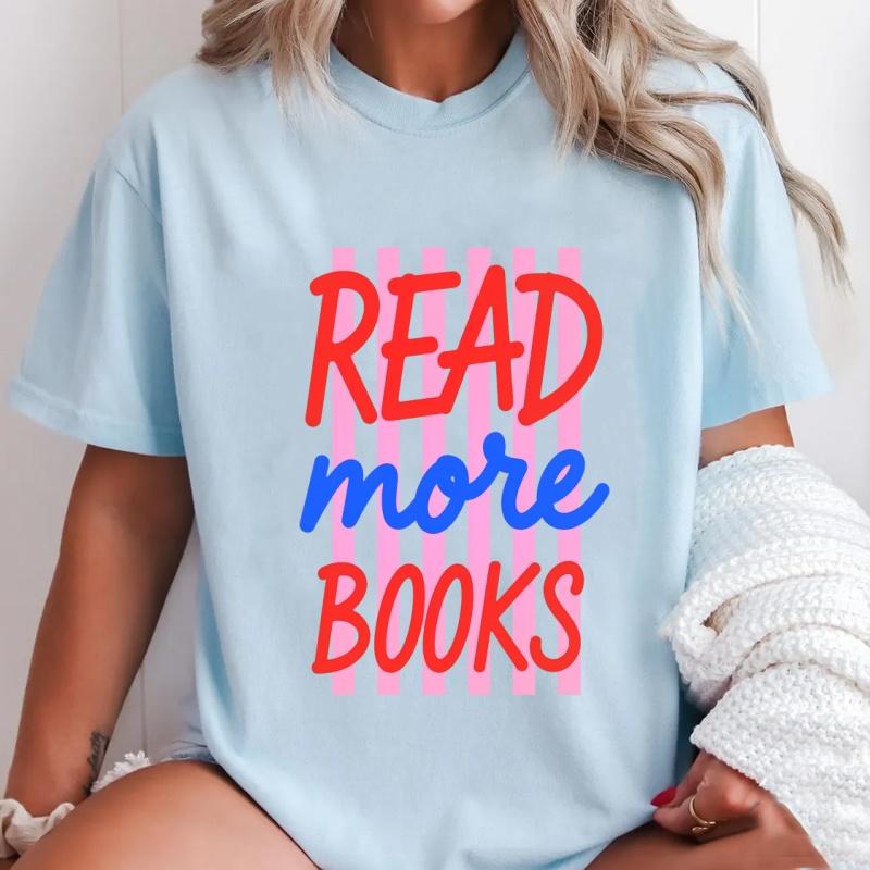READ More Books Graphic T Shirts Casual Cotton Short Sleeve Printed Tshirts Book Lover Bookworm Tshirts Unisex Clothing