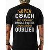 Men'S Football Coach T-Shirt - French Coaching Phrases And Soccer Back Print - Breathable Short Sleeve Tee with 'Super Coach' Slogan - Gift for