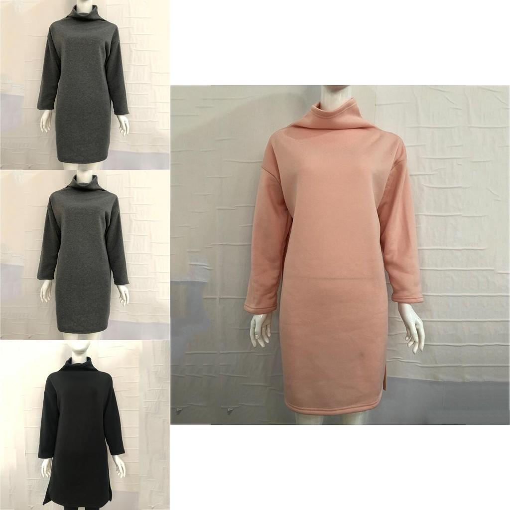 Felpe Lunghe Invernali da Donna con Accogliente Design ad Scollo Alto e Orlo Spaccato