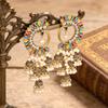 Retro Peacock Luxury Ethnic Style Personality Exaggerated Earrings Pearl Bell Fringed Earrings Women
