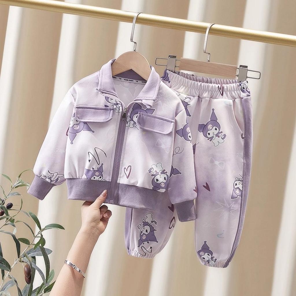 Girls Spring Autumn Cartoon Sweatshirt Two Piece Set Trendy Outfit