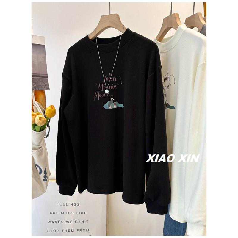 Half Turtleneck Warm German Velvet Long-sleeved Bottoming Women's Autumn and Winter Versatile Brushed T-shirt Top