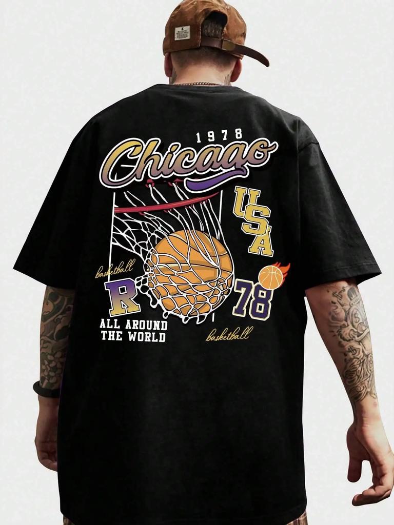 1978 Basketball Chicago All Around The World Male Tshirts Breathable Clothes High Quality Tee Shirt Hip Hop O-Neck Cotton Tshirt