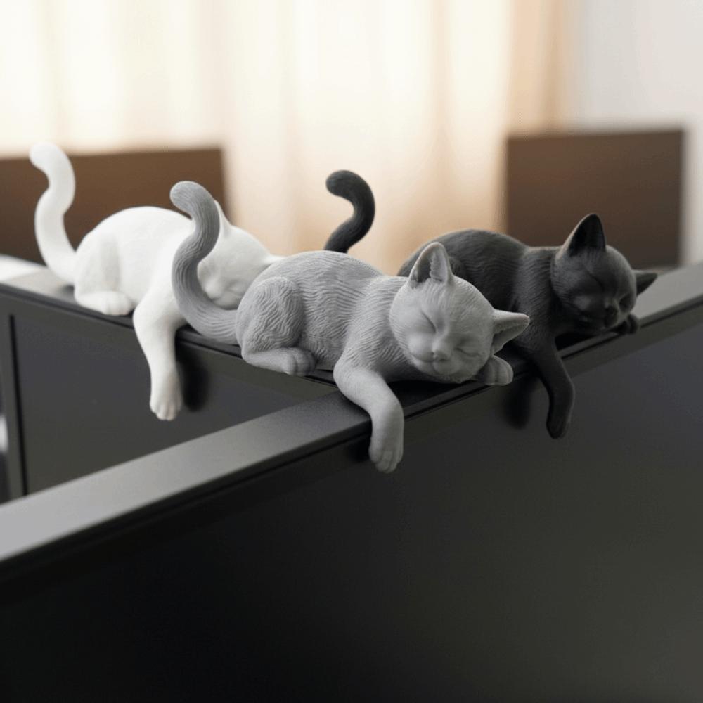 Enfeite de Gato Dormindo Impresso em 3D Estátuas Decorativas Criativas de Gato Decorações de Gato para Mesa Uso em Desktop