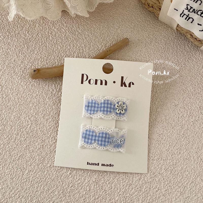 Blaue Haarspangen im koreanischen Stil für Kinder - Schleife mit Spitzenkanten