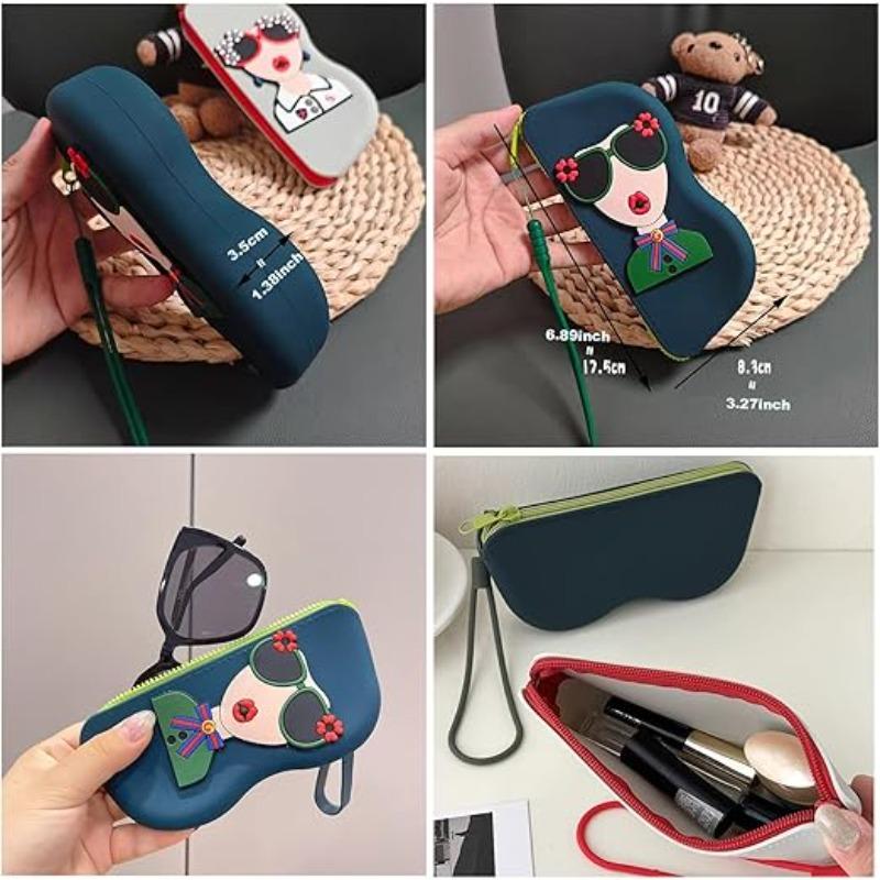 1pc Waterproof Silicone Glasses Case with Handle, Travel Storage Bag, Portable Hanging Organizer for Eyewear Organizer