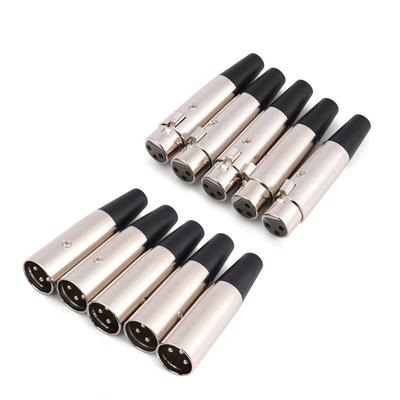 5 Pairs 3 Pin XLR Mic Microphone Audio Connector Male Plug   Female Socket