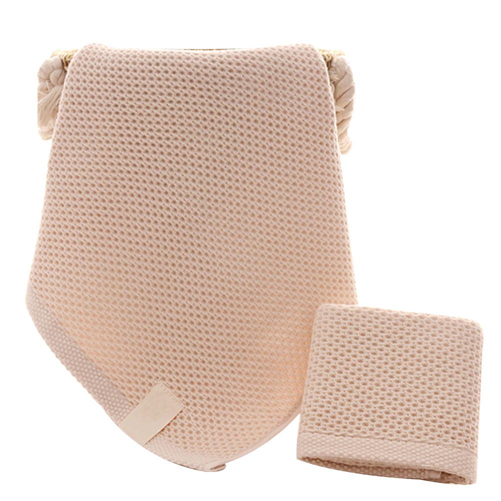 Waffle Weave Pure Cotton Towel Beige 32x32cm Lightweight Ultra Absorbent Multi-Purpose Face Bath