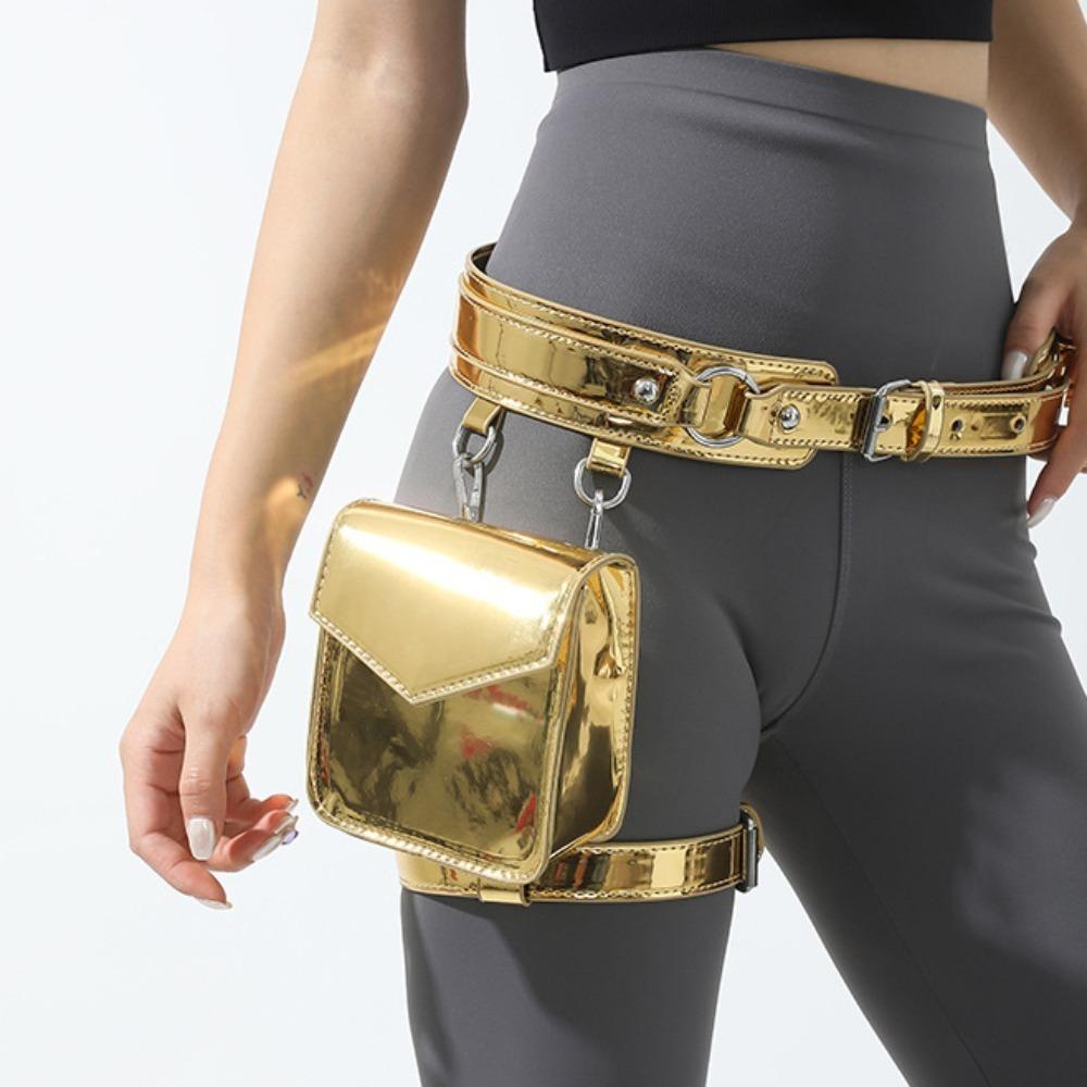 Leg Ring Metallic Waist Belt Pouch Goth Thigh Harness Leg Bag Motorcycle Waistpack  Outdoor