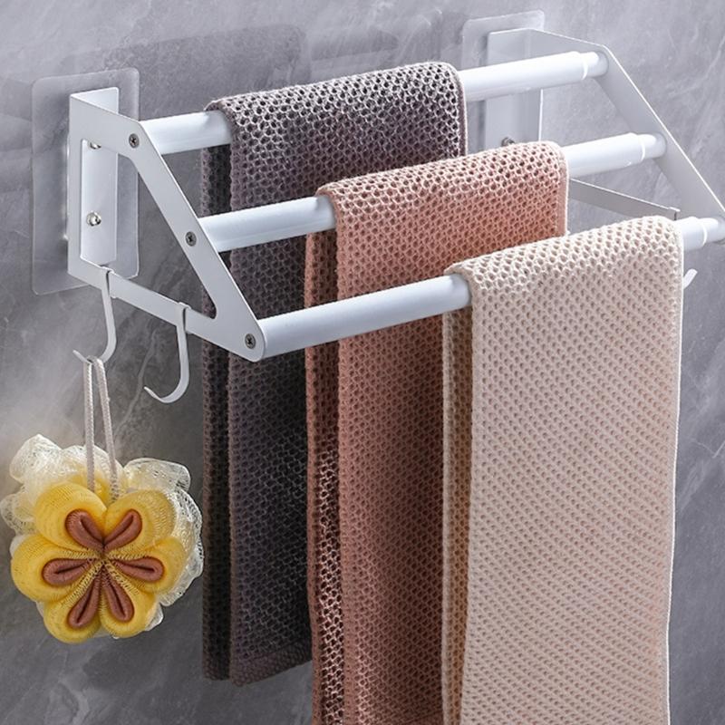 Upgrades Stainless Steel Towel Hold with Extendable 3 Rod Modern Towel Organize Suitable for Bathroom & Kitchen Use