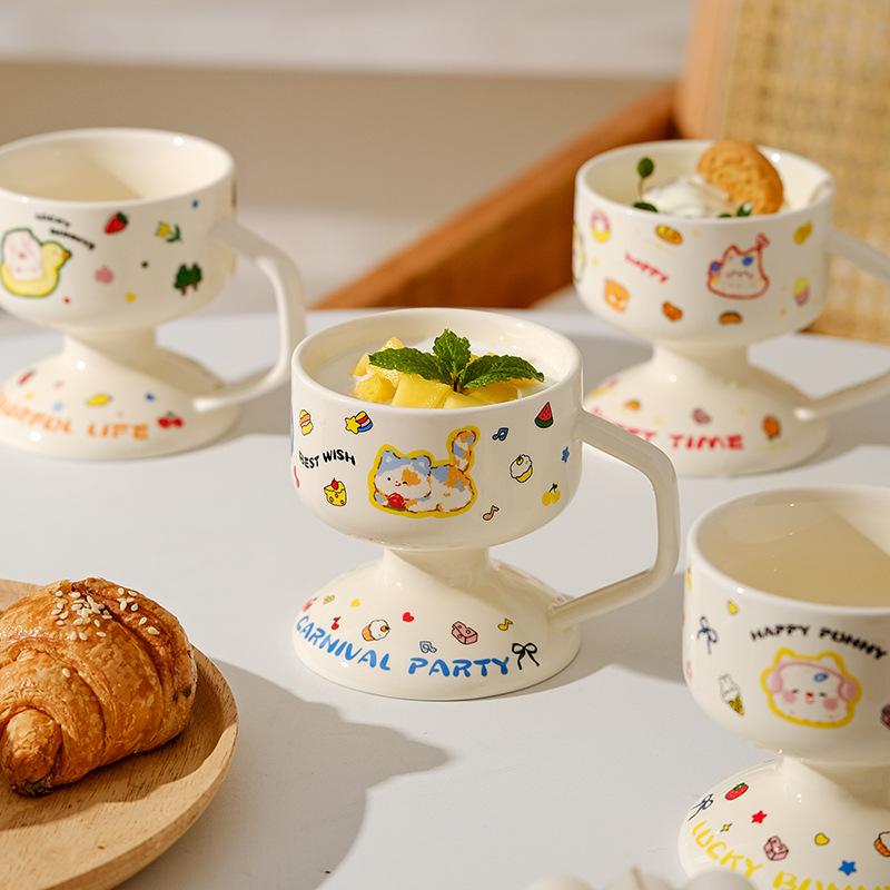 Художественная керамическая чашка, милая мультяшная чашка для десерта, чашка для йогурта, новая кофейная чашка, высокая стоимость кружки 201-300ml