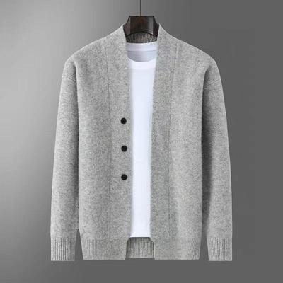 Dicker Herren-Wollcardigan - Einfarbig, Große Größen, Lässiger Strickpullover