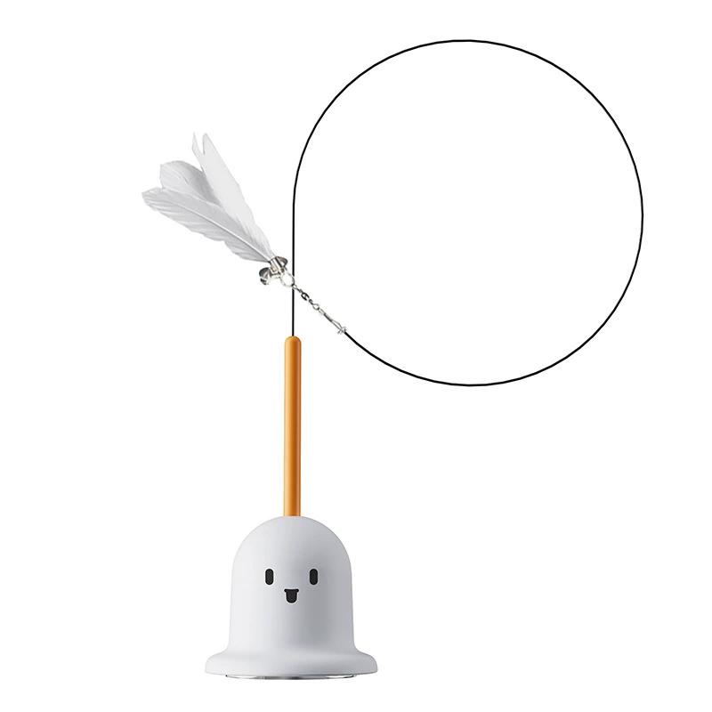 Cat Toy Teaser Rod with Suction Cup Self - entertaining Feather Pet Toy with Bell Long Pole Interactive and Bite - Resistant