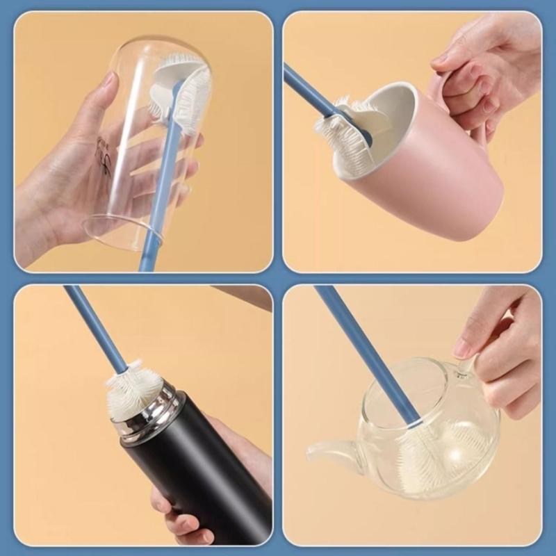 Flexible Reach Cleaning Tool For Blender Base Juice Machine Crevices Gentle On Surfaces Brush with AntiSlip Long Handle