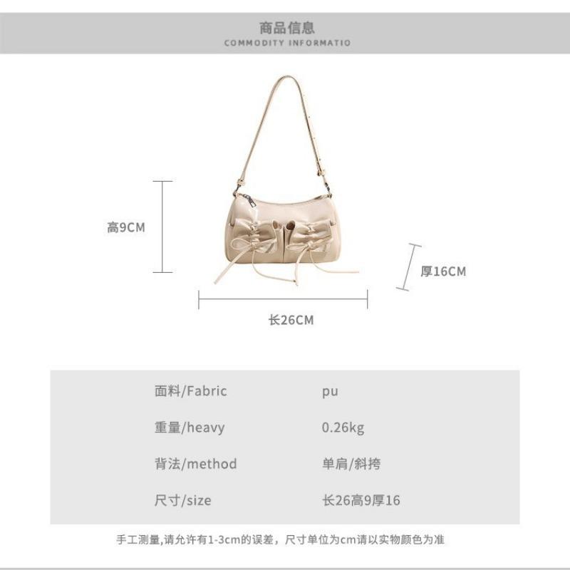New Spring and Summer Trend Ballet Style Bow Pleated Armpit Bag Premium Texture Shoulder Messenger Bag