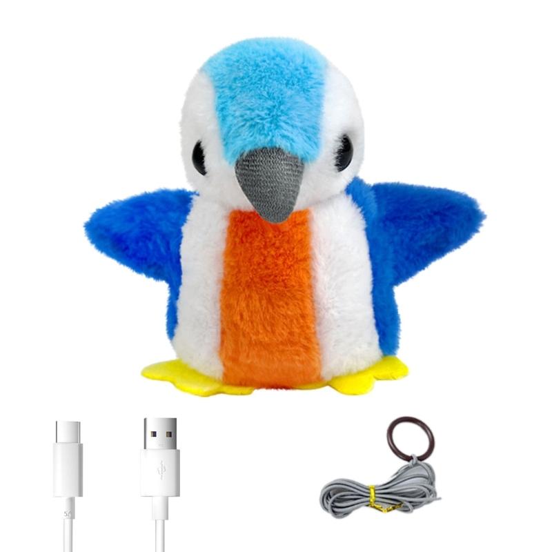 Rechargeable Interactive Electric Plush Bird Cats Toy with Simulating Chirping Sound and Flapping Wing for Active Cats 1