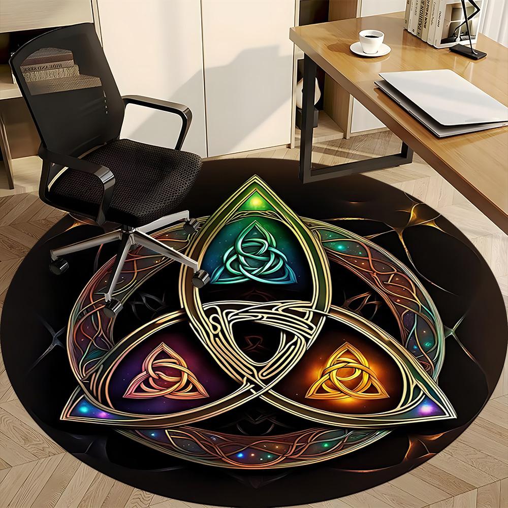 1pc Celtic Knot Office Round Area Rug, Indoor Mat Suitable For Office, Under Office Chairs Bedroom Living Room Home Decor, Room Deco