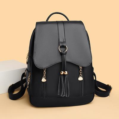 Mochila de moda con flecos para mujer, una mochila pequeña ligera y portátil para ir de compras y viajar