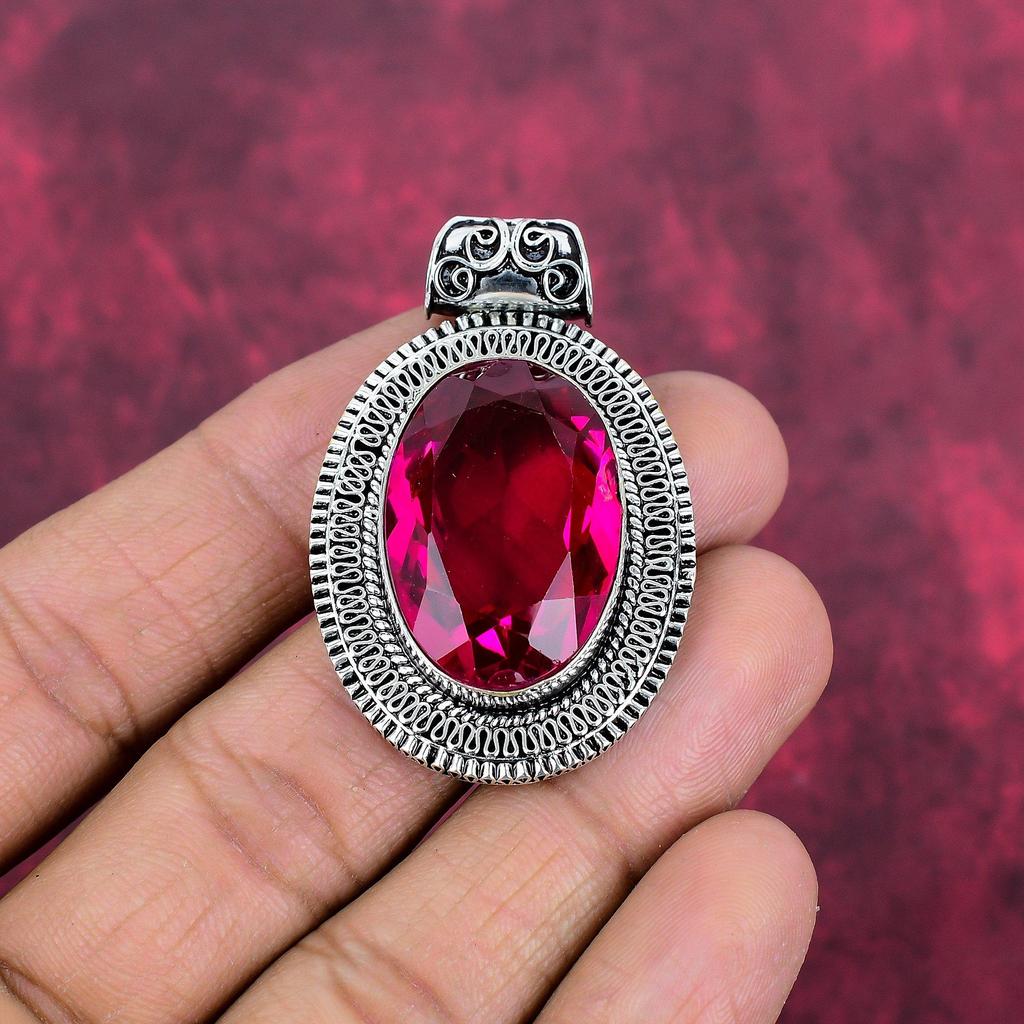 Rubellite Pendant, 925 Sterling Silver Pendant Gemstone Jewelry, Handmade Pendant Amazing Jewelry, Gift For Her