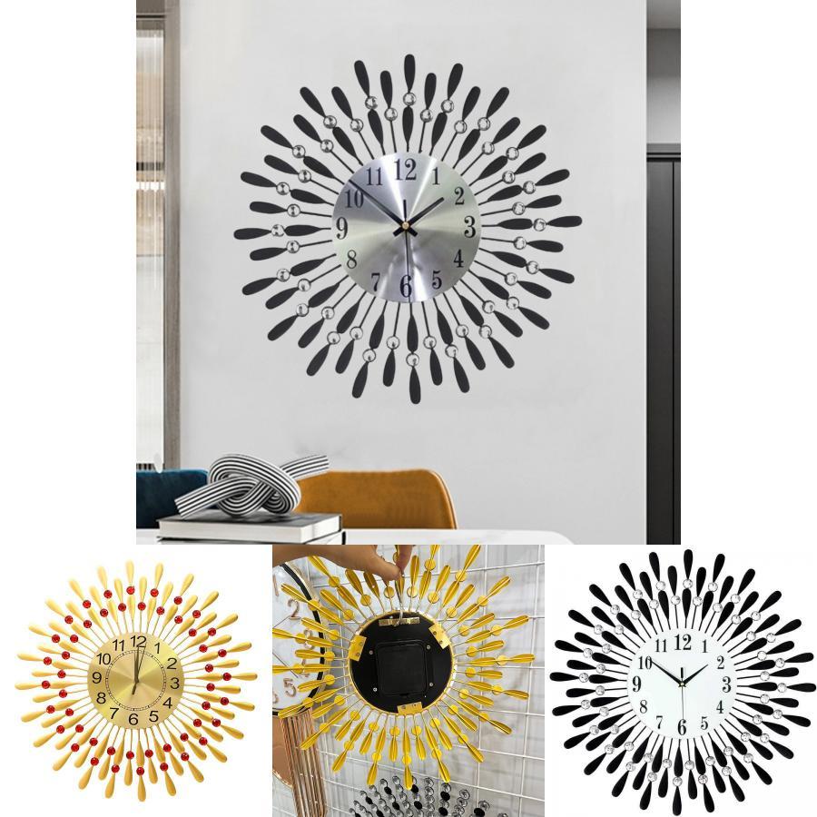 Modern Iron Art Wall Clock With Silent Sweep Movement For Living Room Decor