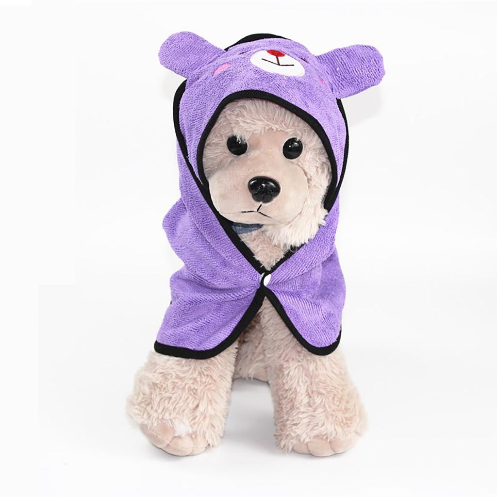 Pet Bathrobe Soft Strong Absorbent Fast Drying Hooded Microfiber Cat Dog Bath Towel for Teddy Puppy