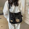 Large Capacity Canvas Bag Women's Transparent Handbag Student's Book Crossbody Tote Bag