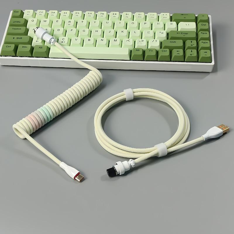 

Кабель для механической клавиатуры 8K Magnetic Axis с фирменным авиационным штекером, пружинный USB-кабель Type-C Spiral Stretch. Pink-Blue In Stock