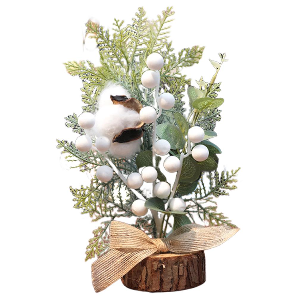 Desktop Simulation Mini Christmas Tree with Wooden Base Mini Potted Tabletop Xmas Tree for Home New Year Table Centerpieces