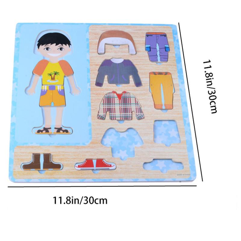 Wooden Children Dress-Up Puzzle,Boy And Girl Changing Clothes Jigsaw Puzzles, Toy For Kids