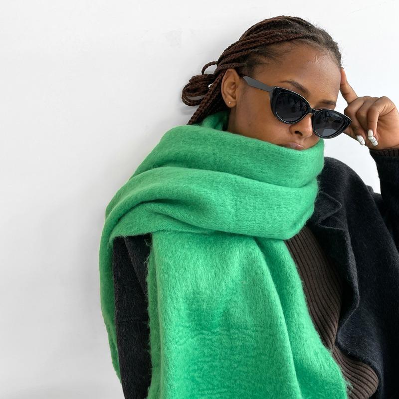 Light blue seahorse hair scarf women's winter new versatile high-end color scarf multi-colored shawl