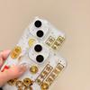 Glitter Gold Foil Phone Case IPhone 16 15 14 Pro Max Plus Drop Protection Silicone Full Cover Cute Kawaii Style