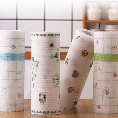 Eco Friendly Reusable Cleaning Cloths Disposable Cleaning Towels for Kitchen with Printed Design, Absorbent, Dry Quickly 50 Count/Pack (Pack of 3)