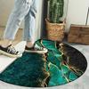 1Pcs Nordic Marble Texture Semi-Circular Carpet Emerald Green Gold Foil Non-Slip Decorative Mat 2D Print Aesthetic Rug for Front Door Porch